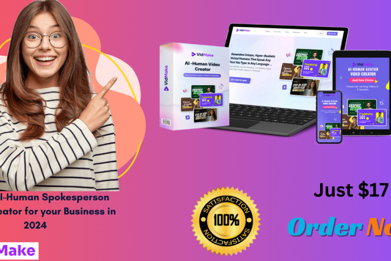 Vidmake Review & Bonuses-  A new AI-Human Spokesperson Video Creator for your Business in 2024